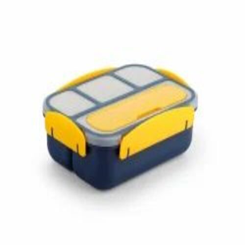 Air-Tight Lunch Box - 1200 mL, 4 Compartments, Rectangular Shape, Microwave Safe, Multicolor, Customizable Size