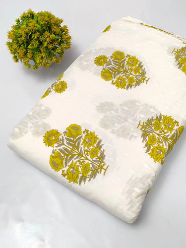 Hand Block Printed Pure Cotton Fabric - Color: .....