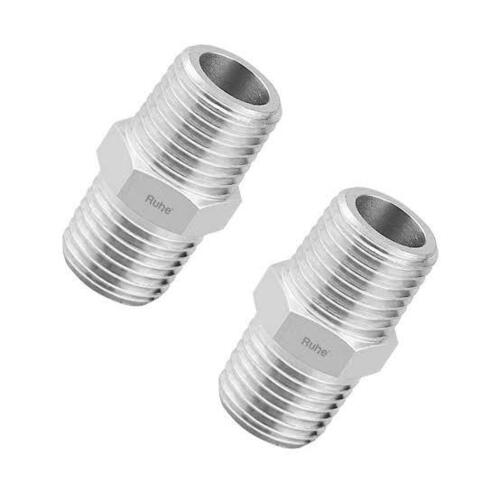 Hex Nipple - Stainless Steel, Round Shape with Silver Color and Threaded Connection | Welding Type, Bared Surface Treatment