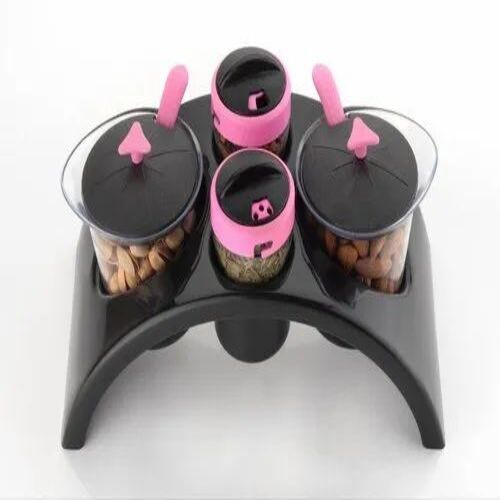 Kitchen Plastic Flood Container - Plastic Material, 100 gm Capacity, Set of 4 Pieces, Multicolor | Ideal for Kitchen Organization and Storage