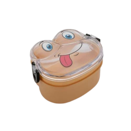 Lunch Box Plastic - 500 mL Capacity, 2 Compartments, Round Shape, Blue Color, Transparent Design | Customizable Multicolor Options