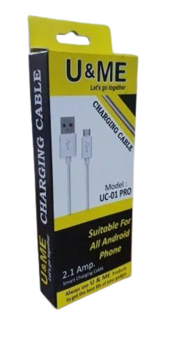 Mobile Data Cable Packaging Box - SBS Paper, Rectangular Shape, Multi Color | Biodegradable, Disposable, Matte Finish with Embossing, Drip Off Effect