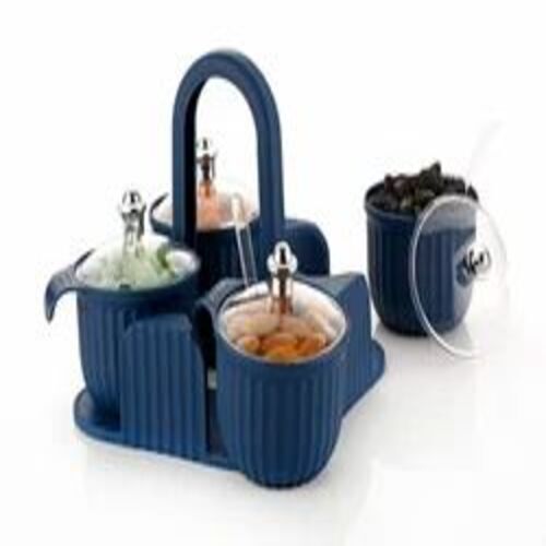 Plastic Cresta Dry Fruit Box - 1000 gms Capacity, Round Shape with 4 Compartments, Green Color
