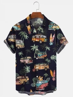Printed Hawaiian Shirts - Collar Style: Straight