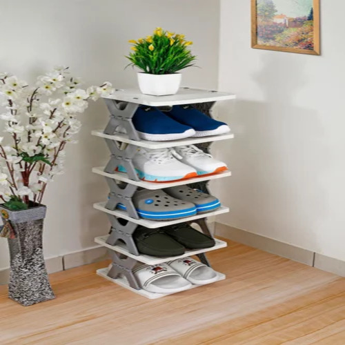 Shoe Rack - Plastic, 5 Racks, 5 Shelves, Open Storage, Free Standing | Ideal for Organizing Footwear