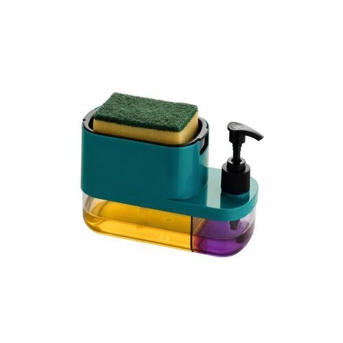 Soap Dispenser - Plastic, 600 ml Capacity, 9 cm Width , White & Silver, Manual Operation, 220 Gram Lightweight Design