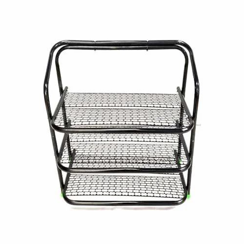 3 Rack Shoe Stand - Mild Steel, 3 Shelves, Black Powder Coated Finish, Free Standing, Without Door | Attractive Design, Custom Size, Multicolor Usage