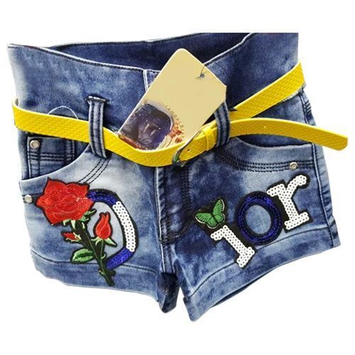 Baby Girl Shorts - Denim, Multi Color | Elastic Waistband, Adorable Designs, Bright Colors, Gentle on Skin, Breathable, Lightweight, Playful Patterns