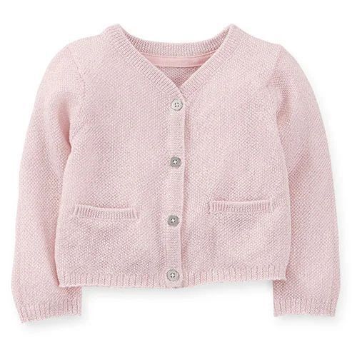 Baby Girls Cardigan - Wool, Long Sleeves, Pink | Cute Button Closure, Stretchable Material, Cozy Warmth, Gentle on Skin, Breathable Fabric, Modern Design, Vibrant Colors, Easy to Wear