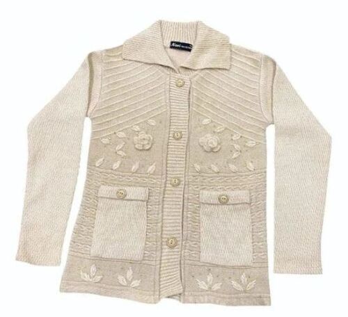 Beige Ladies Woolen Sweater - Wool Fabric, V Neck, Long Sleeves, Classic Beige Color | Stretchable Knit, Elegant Texture, Breathable Comfort