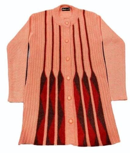 Peach Woolen Cardigan - Cozy Stretchable Knit , Lightweight Breathable Fabric with Relaxed Fit and Button-Up Closure