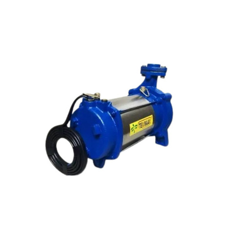 Texmaax Submersible Pump - TMOW10/90 Model, 1 Hp Motor with 6000 Ltr/Hr Flow Rate, High Pressure | Silver and Blue, Stainless Steel and CI, Ideal for Water Supply