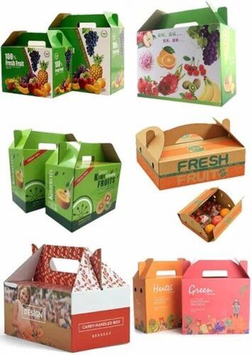 Fruit Packaging Boxes - Double Wall 5 Ply, Virgin Kraft Paper Material, Rectangular Shape, Biodegradable, Multi Color Lithography Print, 10 Kg Capacity