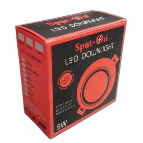 Led Down Light Packaging Box - Corrugated Paper 6x6x11 cm, Multi Color, Square Shape, PVC Coated, Disposable with Screen Printing