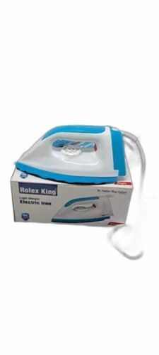 Light Weight Dry Iron - Aluminum, 750 Watt, 220 Volt | Blue & White, Long Lasting, Durable, New, Box Packaging