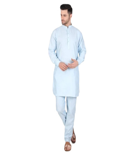 Men Cotton Kurta Pajama - Medium Size, Sky Blue Color | Stylish and Soft Fabric, Full Sleeves, Anti Wrinkle, Quick Dry, Ethnic Design