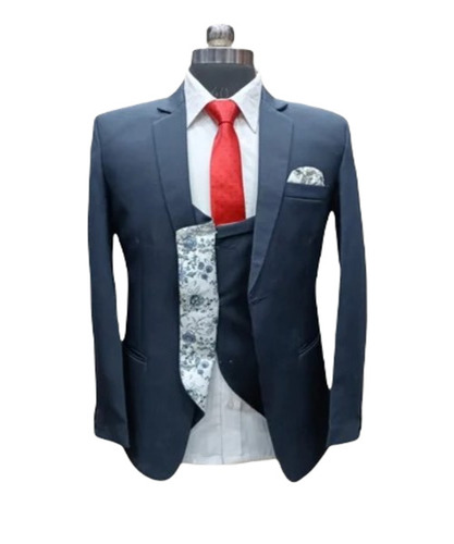 Men's Full Sleeve Navy Blue Suit - Viscose Rayon Fabric, Warm & Soft | Available in Sizes M, L, XL, XXL