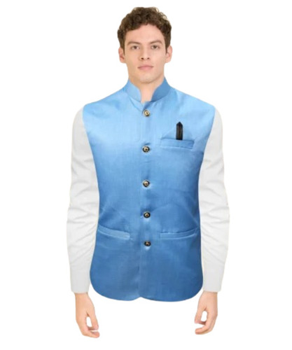 Men Sky Blue Waistcoat
