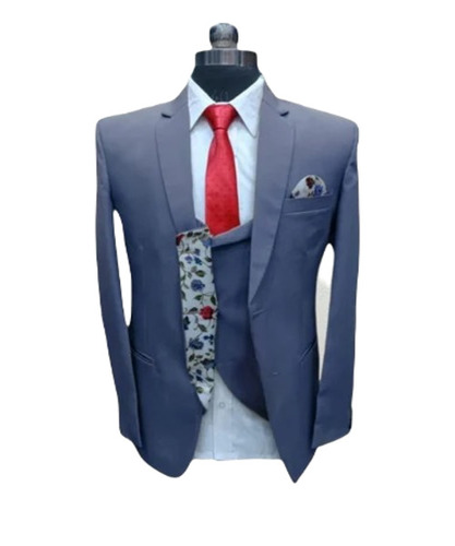 Men's Three Piece Suit - Viscose Rayon Fabric, Sizes M to XXL, Grey Color | Warm and Soft Full Sleeves Design
