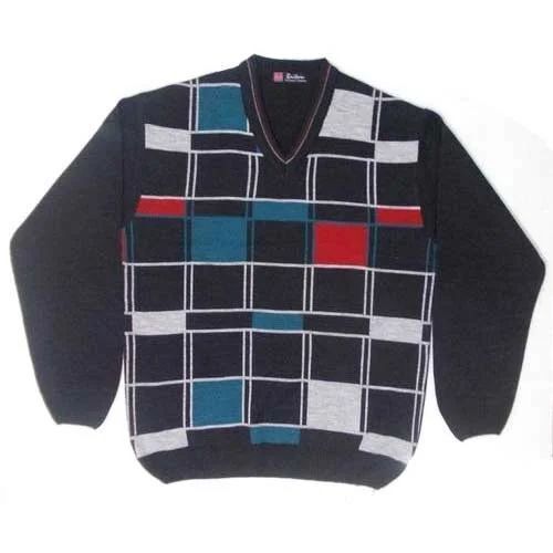 Mens V Neck Pullover - Woolen Material, Long Sleeves, Multi Color Design | Cute Button Closure, Gentle on Skin, Stretchable, Cozy Warmth