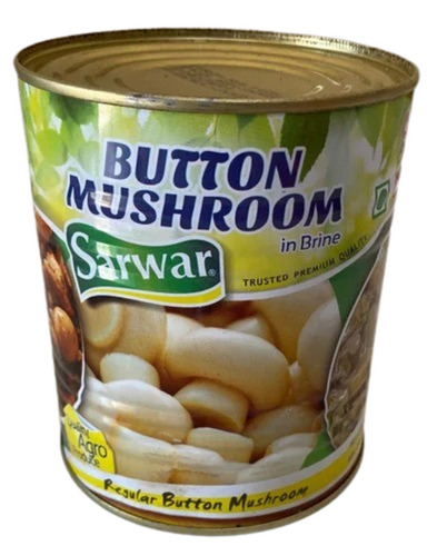 Sarwar Button Mushroom - 800G Tin Pack | Fresh Style, White Color, Grade A, High Cooking Quality