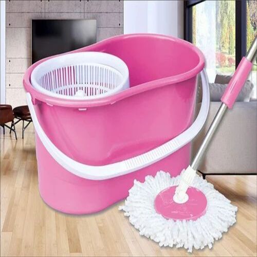 Spin Cleaning Mops - Microfiber Mop Head, 5L Bucket, Stainless Steel Rod - Available in Pink, Customizable Sizes, Versatile Dry Mop