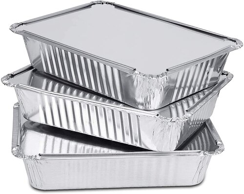 Aluminum Foil Containers - Aluminum, Silver | Leak Proof, Heat Resistant, Lightweight, Eco-Friendly, Versatile Use, Oven & Freezer Safe, Reusable Design