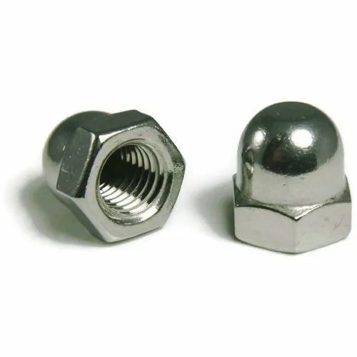 Domed Cap Nut - Stainless Steel, Standard Size, Silver Color | Hexagonal Head Type, Rust and Corrosion Resistance, Hot Rolled, Galvanized Finish