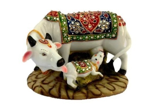 Marble Cow Statue - 12.7x6.4x7.6 cm, White Marble | Easy To Install, Water, Crack, Scratch Resistant, Easy To Clean, Portable Design