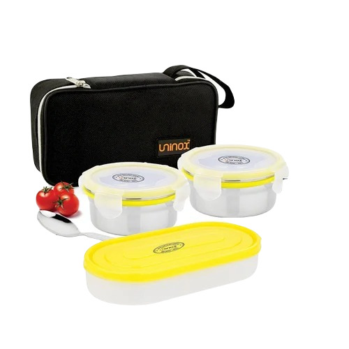 Combo Max Lunch Box - Stainless Steel, Durable Insulated Design , Multicolour PVC Finish for Long-lasting Food Packing Solutions