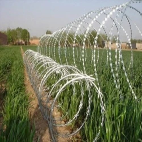 Concertina Wire Coil - Stainless Steel, Welded Weave Style, Silver Color | Easily Assembled for Agricultural and Commercial Site Usage