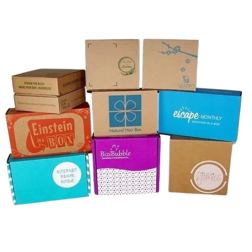 Corrugated Paper Packaging Box - 1-2 Kg Capacity, Printed Design, 2-5mm Thickness | Multi Color Options, Eco-Friendly Packaging Solution