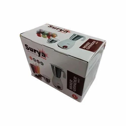 Mixer Grinder Packaging Box - Corrugated Paper, 1-1.5 kg Capacity, Multi Color, Rectangle Shape, 0-3 mm Material Thickness | Printed Design, Durable Protection