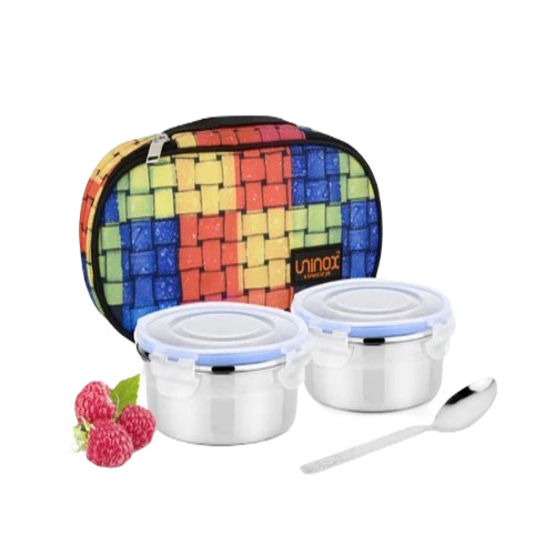 Insulated Lunch Box - Stainless Steel, Multicolour Design | Durable, PVC Material, High Quality