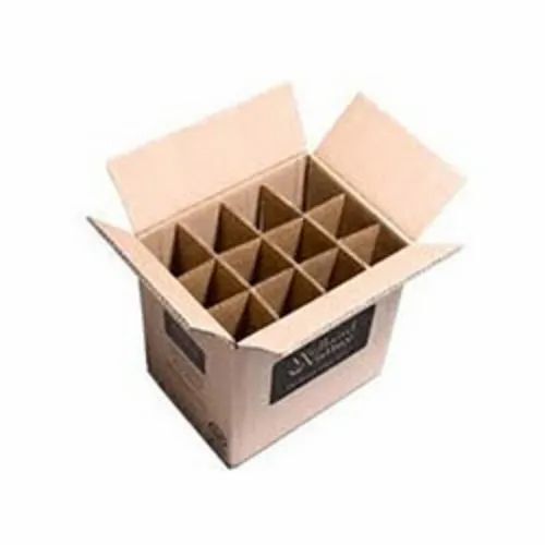 Partition Corrugated Box - 3 Ply Single Wall, 4-6 mm Thick, Printed Design | Brown Rectangle Shape, 11-20 Kg Capacity for Apparel, Electronics, Food, Gifts & Crafts