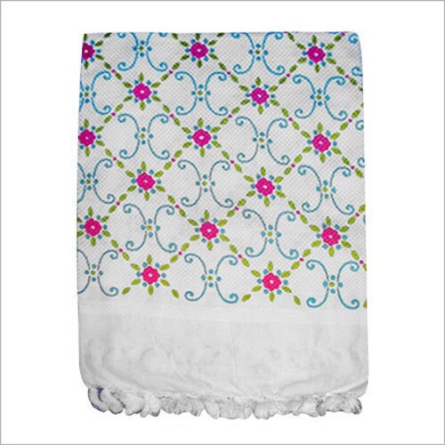 Printed Towel - 100% Cotton, Rectangle Shape, White Color | Lightweight, Wrinkle-Free, Customizable for All Ages