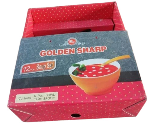 Soup Set Packaging Box - Single Wall 3 Ply, 19X18X17 Inches, Multi Color Printed, Square Shape, Made with Virgin Kraft Paper GSM 180