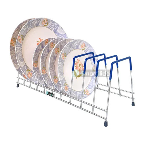 Stainless Steel Plate Stand - Standard Size, Grey Color | Durable, Corrosion-Resistant Design with Non-Slip Base for Stability