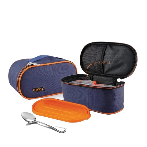 Zip Lunch Box - Stainless Steel, 3 Compartments, Multicolour | Durable, Insulated, PVC Plastic, Easy to Clean, Ideal for Food Packing