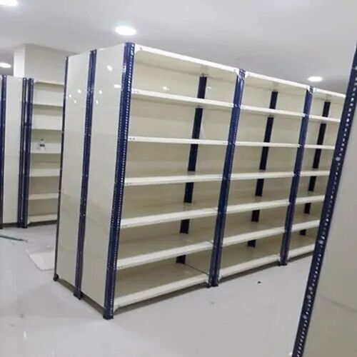 3 Sided Close Slotted Angle Rack - 8 ft Height, 100-150 Kg Load Per Layer, 6 Shelves | Silver Color, Energy Saving, Customized Size