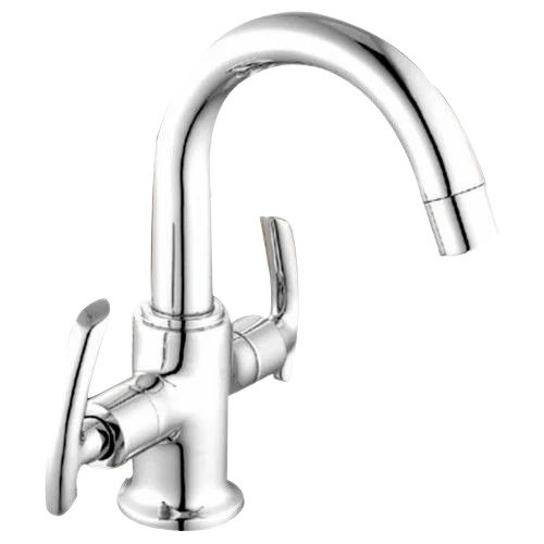 Brass Center Whole Basin Mixture - Round, Customized Size | Glossy Silver Finish, Deck Mounted, Durable Design