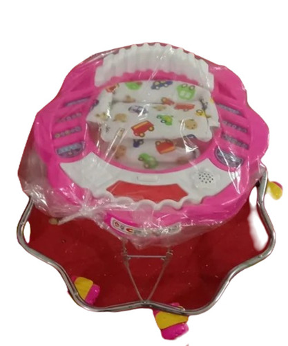 Durable Baby Walker - Metal & Plastic, Pink | Mild Steel, Hand Operated, Ideal for Babies Aged 3 Months, Folding Design for Easy Storage