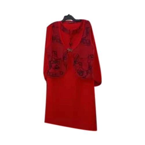 Ladies Woolen Kurti - Plus Size, Long Sleeves, Stylish Red Color | Breathable, Anti-wrinkle, Quick Dry, Perfect For Winter