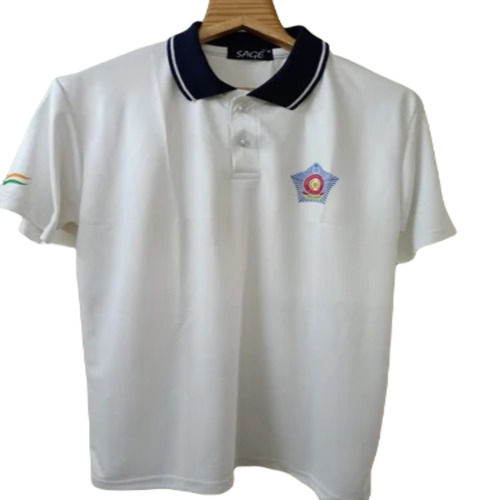 Men Polo Neck T Shirt - Polyester Medium Size White Color | Regular Fit Short Sleeves Soft Plain Fabric with Attractive Pattern