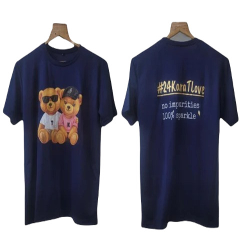 Men Printed T-Shirt - Cotton Material, Regular Fit, Blue Color | Short Sleeve, O-Neck Collar, Soft and Printed Design