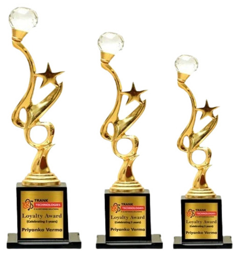Metal Corporate Trophies - Customized 5-10 Inch Round Golden Plated Sports Award | Attractive Designs, Finely Finished for Office and School