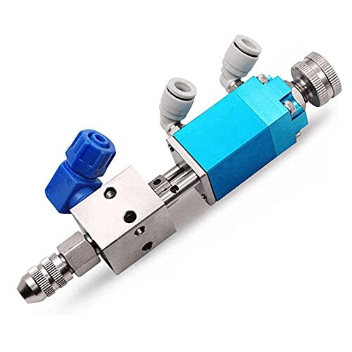 Pin Type Dispensing Valve - Stainless Steel, 21mm x 21mm x 130mm, Blue | Low Viscosity Liquid Dispensing, Instant Shutoff Thimble, Suitable for Oil, Epoxy, Resin, Paint