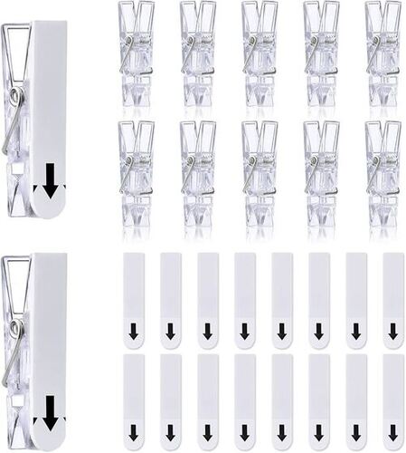 Plastic Wall Clips Hanger Clips for Pictures - Plastic Material, 1.37 x 0.27 x 0.39 inch, White Color - Durable, Easy to Install & Remove, Non-Damaging, Strong Adhesive