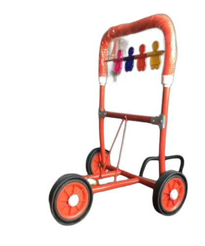 Reda Baby Walker - Metal And Plastic Folding Design, Hand Operated For 3 Months And Up, Orange Color