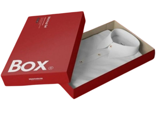 Shirt Packaging Box - Paper Material 14.5 x 10.5 x 2.5 Inch Dimensions Red Color with Printed Pattern | Rectangular Shape 5 Kg Weight Capacity